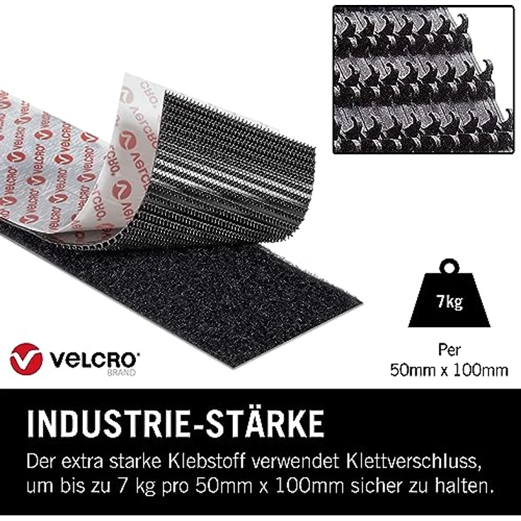 VELCRO - Heavy Duty Stick on Tape 50mm x 2,5 Meter schwarz - Klettband zum Aufkleben Haft und Flauschteil EXTRA STARK(BxL) 50mm x 2,5 Meter schwarz - Preisvergleich – Bild 2