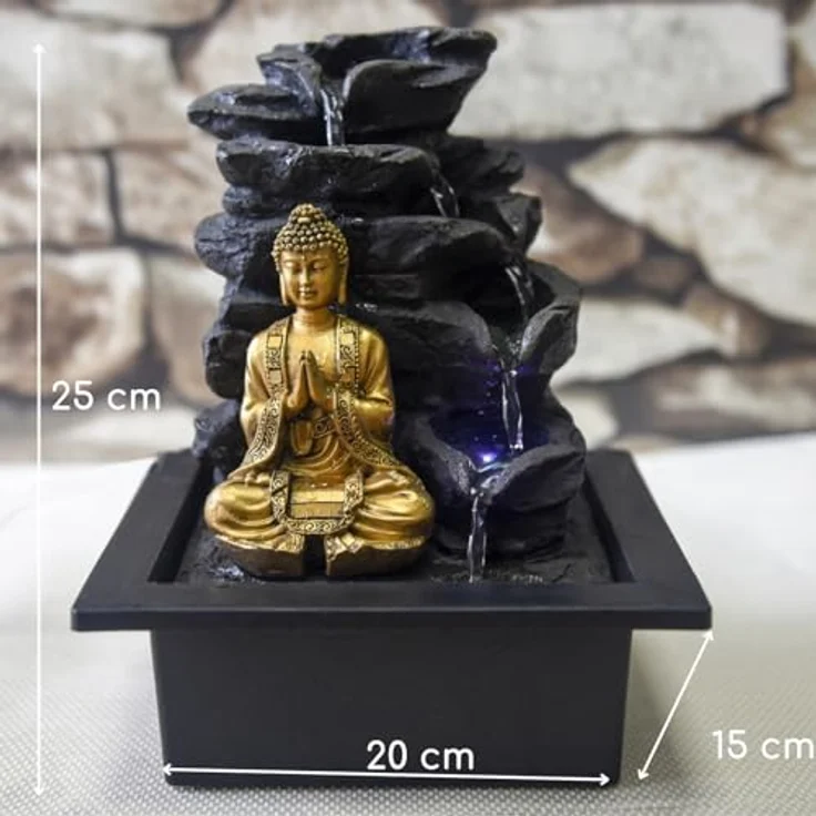 Zen'Light Shira Zimmerbrunnen mit Pumpe und LED-Beleuchtung, Kunstharz, Einheitsgröße – Bild 5