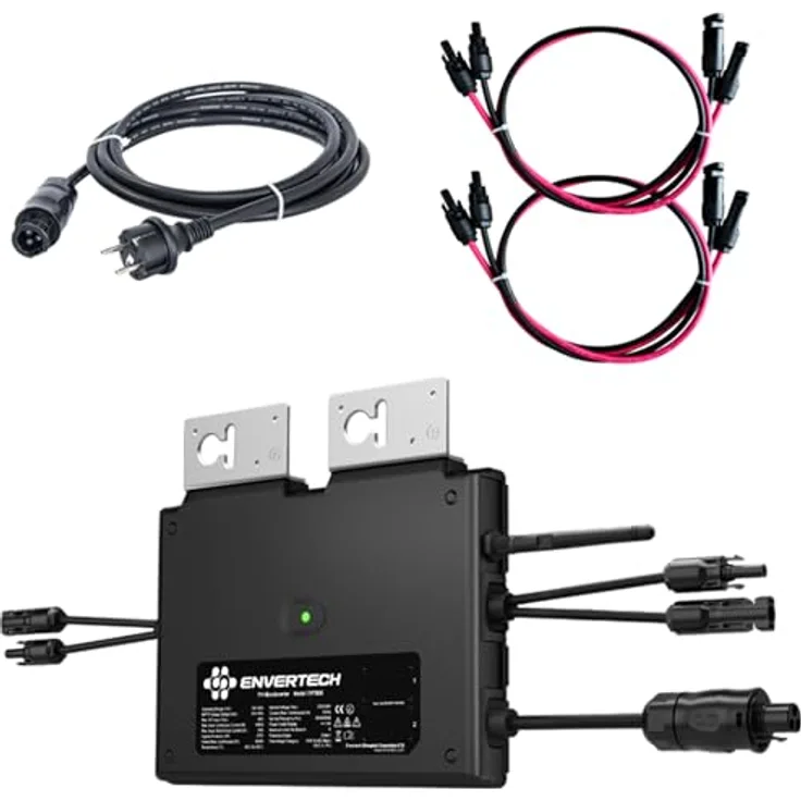 Envertech Mikrowechselrichter EVT800 WIFI-B 800W Balkonkraftwerk Set, integriertes WiFi, NA-Schutz Relais, Envertech-App, 5m AC Anschlusskabel, 4X 1m DC Paneelanschlusskabel