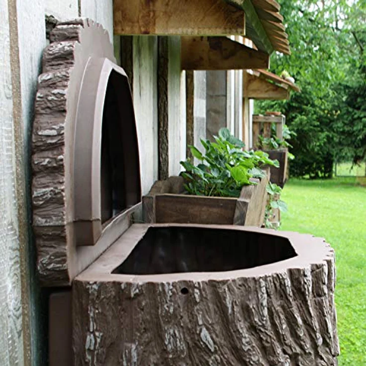 Prosperplast Regentonne Evergreen Lite 300 Liter braun, UV- und witterungsbeständig, kindersicherer Deckel, Messinggewinde – Bild 4