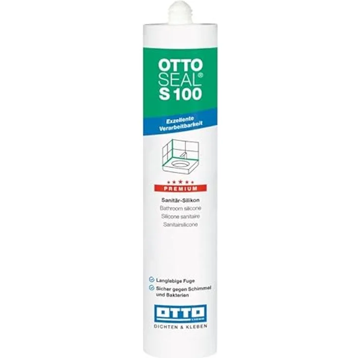 OTTOSEAL S100 Premium-Sanitär-Silikon, 300ml grau für zuverlässige Abdichtungen