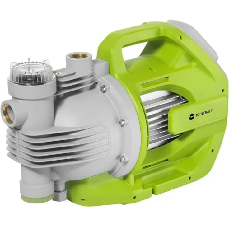TOOLCRAFT Gartenpumpe Automatik, 6000 l/h leistungsstarke Gartenfilterpumpe mit 53 m Förderhöhe
