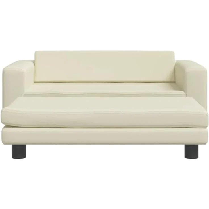 vidaXL Hundebett, Hundekissen mit Verlängerung für extra Schlafbereich, Hundesofa Hundecouch für kleine Hunde Haustiere, Haustierbett Katzenbett, Creme Kunstleder – Bild 3