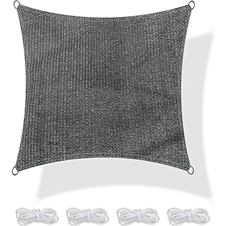 yourGEAR Sonnensegel HDPE Tarp in 7 Größen 2,5 x 2,5 | 4 | 5m, 3 x 3 | 4 | 5m, 4 x 5m Haus-Markise rechteckiger o. quadratischer UV Sonnenschutz Wind- und wasserdurchlässig grau [3x3m]
