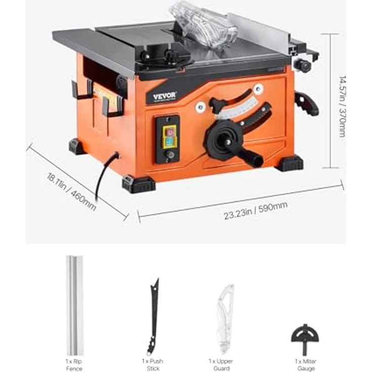 VEVOR Tischkreissäge WTS210F, 225 mm Schnittkapazität, 4800 U/min für Heimwerker-Holzbearbeitung und Möbelbau – Bild 7
