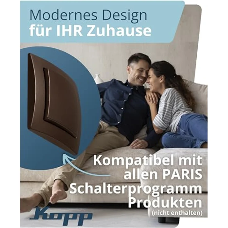 Kopp PARIS 1-fach Abdeckrahmen, Palisander-Braun, 10 Stück, Kunststoff, 83 x 83 x 9,5 mm, für Steckdosen & Schalter – Bild 3