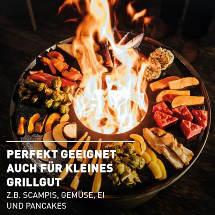 höfats Feuerschale MOON 45 Plancha, gusseiserne Grillplatte mit optimaler Wärmespeicherung und Antihaftbeschichtung, Ø 53,0 x H 9,0 cm – Bild 4