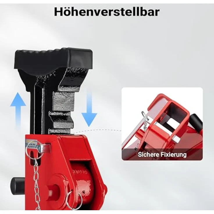 Wiltec, Wagenheber Unterstellbock Set, 2er Set mit maximaler Traglast von 12 Tonnen, höhenverstellbar von 49 cm bis 75 cm, rutschfeste Gummiauflage – Bild 5