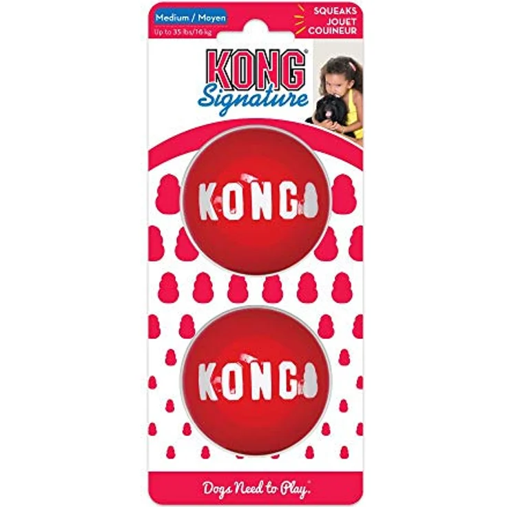 KONG – Signature Balls – 2er-Pack, Robuster Ball zum Jagen und Apportieren – Für Mittelgroße Hunde – Bild 3
