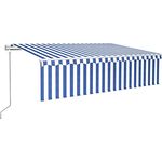 vidaXL Gelenkarmmarkise Automatisch mit Jalousie Markise Sonnenmarkise Balkonmarkise Sonnenschutz Sichtschutz Garten Terrasse Balkon 6x3m Blau Weiß