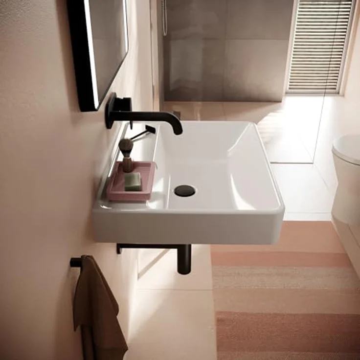 hansgrohe Xanuia Q Waschtisch Waschbecken, wandhängend, ohne Hahnloch, mit Überlauf, 600x480mm, glänzend weiss – Bild 6