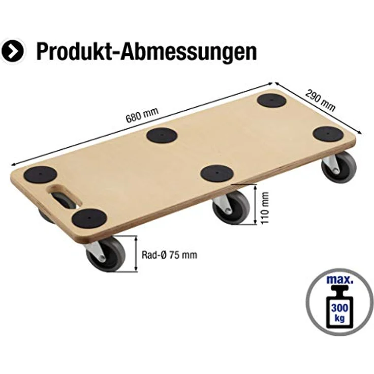 Meister Werkzeuge 0821420 Transportroller Holz Traglast (max.): 300kg – Bild 3