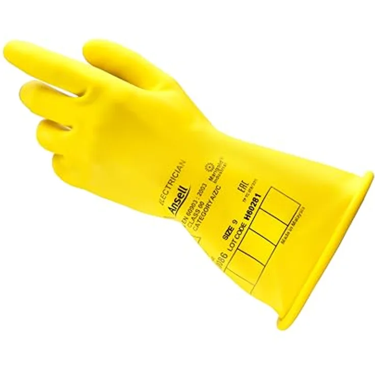 Ansell ActivArmr Elektriker-Schutzhandschuhe, Elektroschutz Klass 0 (1000V), 28cm gelb, Größe L (1 Paar)