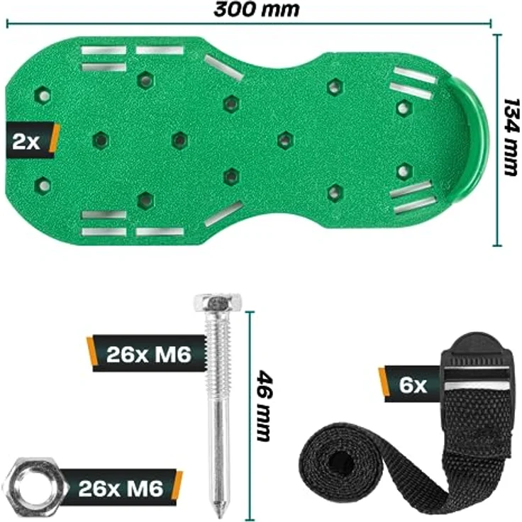 ILP GmbH Hinrichs Rasenlüfterschuhe mit 4 Klemmriemen und rostfreien Dornen inklusieve Cuttermesser, Tragetasche und 3 Ersatznägeln – Bild 3