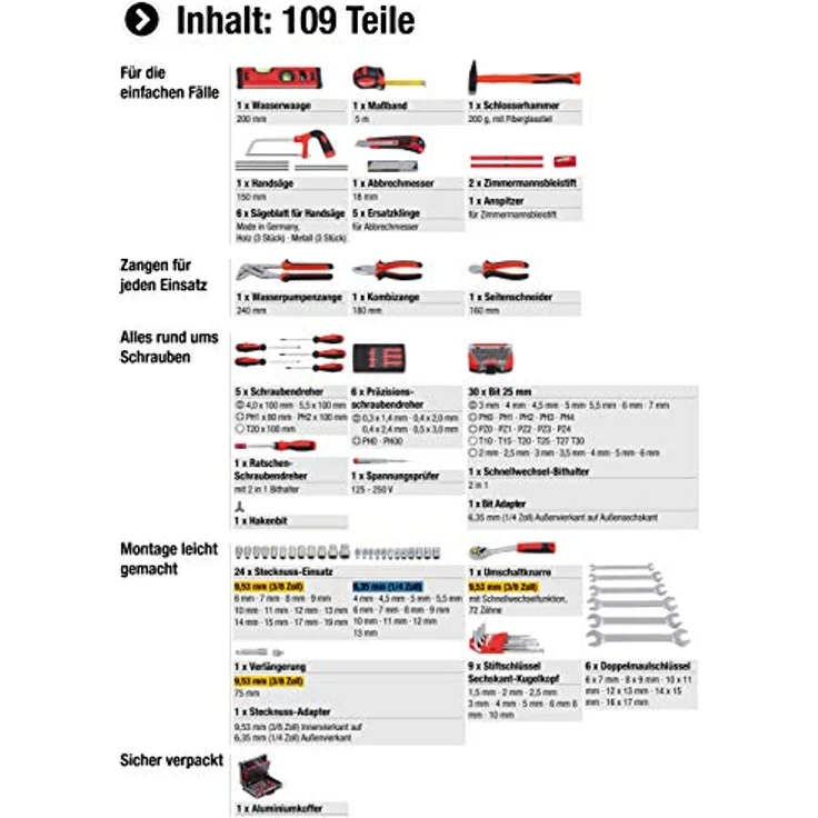 Werkzeugkoffer 109-teilig – Bild 3