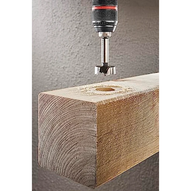 Wolfcraft Forstnerbohrer Sechskant-Schaft 90mm Ø26mm, selbstschneidende Zentrierspitze für präzise Scharnierbohrungen in Weichholz – Bild 5