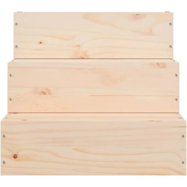 vidaXL Haustiertreppe, Hundetreppe mit Holzrahmen, Katzentreppe mit 3 Stufen, Aufstiegshilfe Treppe Katzen Hunde, Massivholz Kiefer – Bild 4