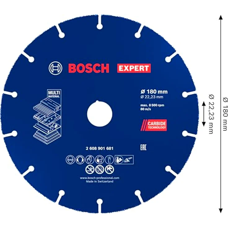 Bosch EXPERT Carbide Multi Wheel Trennscheiben, Ø 180 mm, für Hartholz und Nägel, Professional Zubehör für große Winkelschleifer – Bild 3