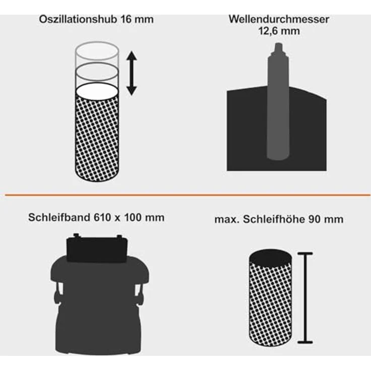 IXES IX-BSO600 Oszillierender Bandschleifer Kantenschleifer Spindelschleifer | 450W | Alu-Arbeitstisch 45° neigbar | 16mm Hub, inkl. Zubehörset – Bild 2