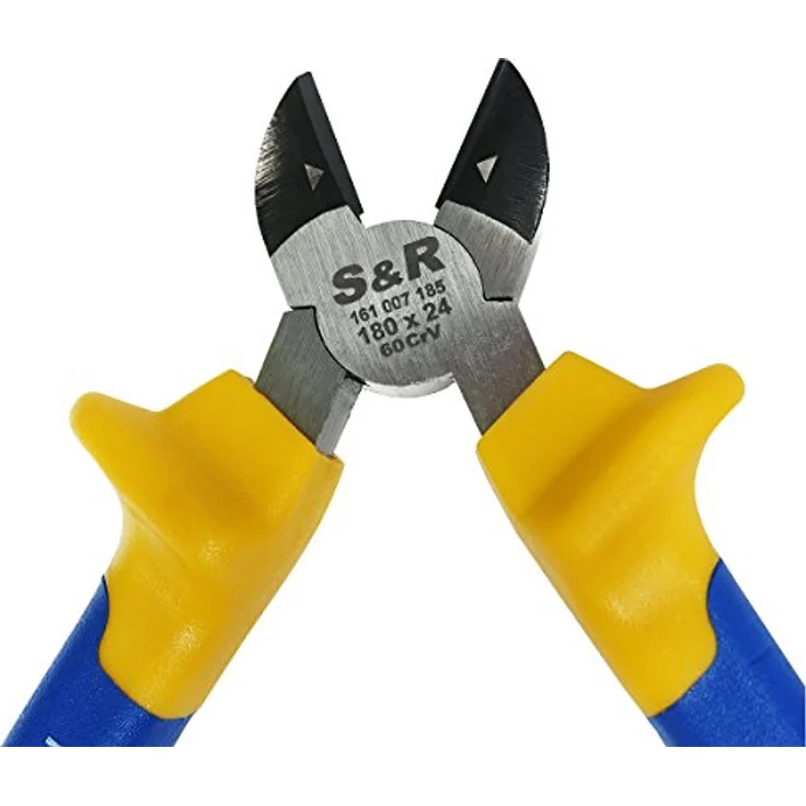 S&R Seitenschneider 180 x 24 mm, gehärtete Cr-V Schneidbacken, phosphatiert, handschonender Griff mit Mehrkomponenten-Hüllen, 290 g – Bild 2