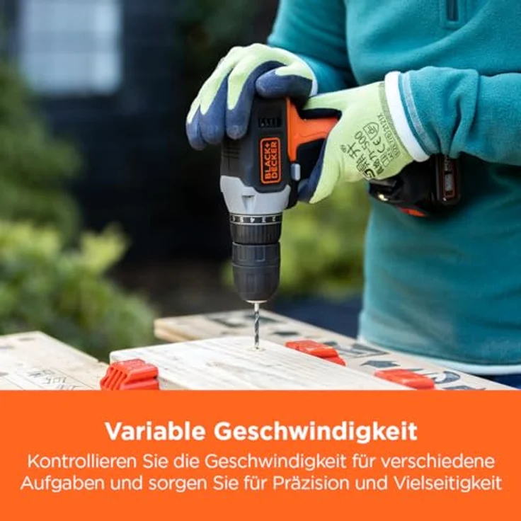 Black+Decker BCD001C1-QW Bohrschrauber 18V 10mm Schnellspannbohrfutter 10-stufige Drehmomentvorwahl – Bild 3