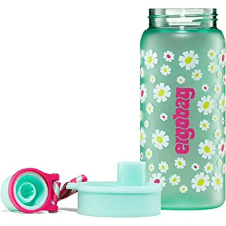 Ergobag Trinkflasche BPA-frei 550 ml Blümchen - Türkis, auslaufsicher und Kohlensäure geeignet, Spülmaschinengeeignet, doppelwandig isoliert – Bild 5
