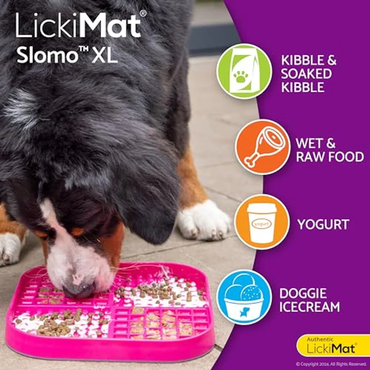 LICKIMAT LickiMat Slomo XL, Extra großer Slow Feeder für trockene, nasse, rohe Lebensmittel, geeignet für mittelgroße bis große Rassen, spülmaschinenfest, lebensmittelecht, 30 x 30 cm – Bild 4