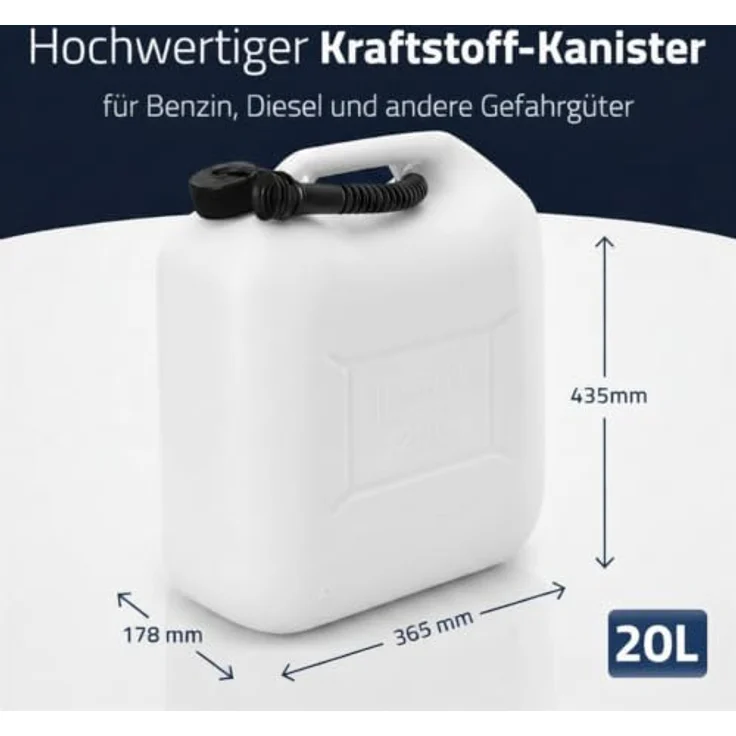 hünersdorff Kraftstoff-Kanister STANDARD 20l, UN-zugelassen für Benzin und Diesel, TÜV-geprüfte Produktion, natur – Bild 2