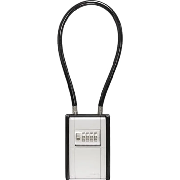 ABUS KeyGarage 797 FLEX, Schlüsselkasten mit 4-stelligem Zahlencode und flexiblem Stahlkabel zur sicheren Aufbewahrung für 20 Schlüssel oder 14 Plastikkarten – schwarz-silber – Bild 2