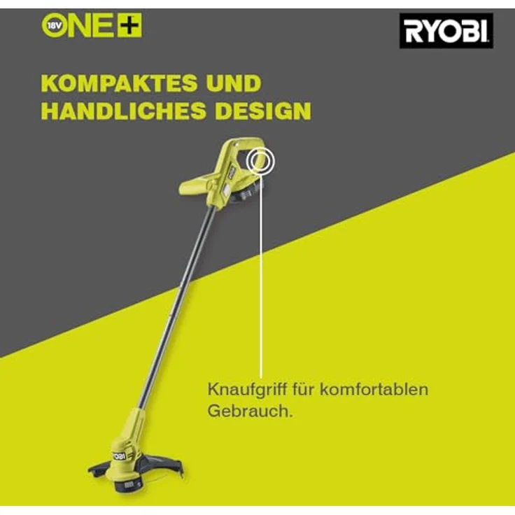 Ryobi RY18LT23A-0 18 V ONE+ Akku-Rasentrimmer (Schnittbreite 23 cm, EasyEdge für Wechsel zwischen Kanten- und Trimmmodus, inkl. 1 x Fadenspule, ohne Akku & Ladegerät im Karton), Grün – Bild 2