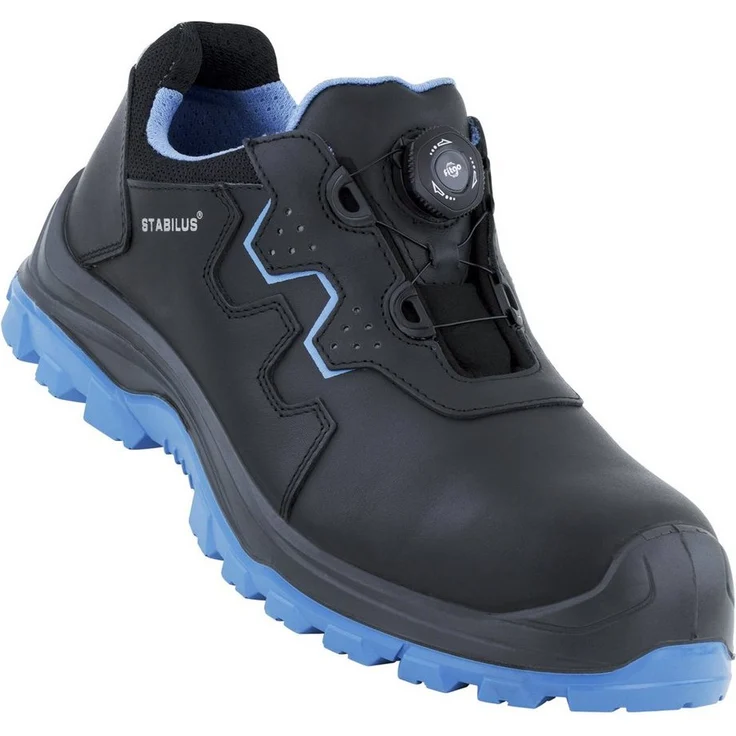 STABILUS ESD Sicherheitshalbschuhe ALEX LOW BLUE TWIST S3S, Leder, atmungsaktives Textil, IRP-Dämpfung, PU/PU-Sohle, Fiberglaskappe, metallfreies durchtrittshemmendes Gewebe, Größe 37-48 – Bild 1