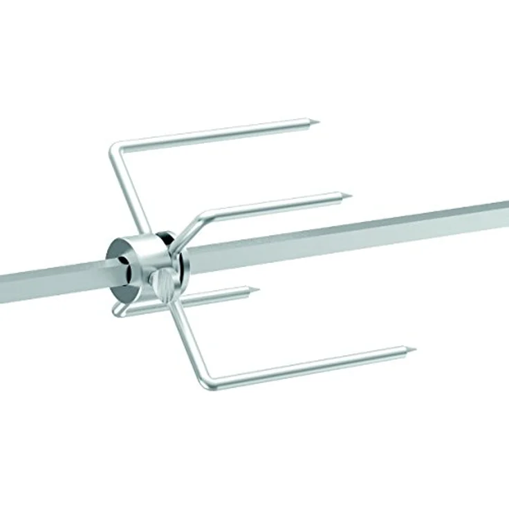 tepro Universal Grillspiess-Set, batteriebetriebener Rotisserie aus Edelstahl mit 2 Fleischklammern, Handgriff und Verlängerung, Maße ca. 92 x 10 x 12 cm – Bild 2