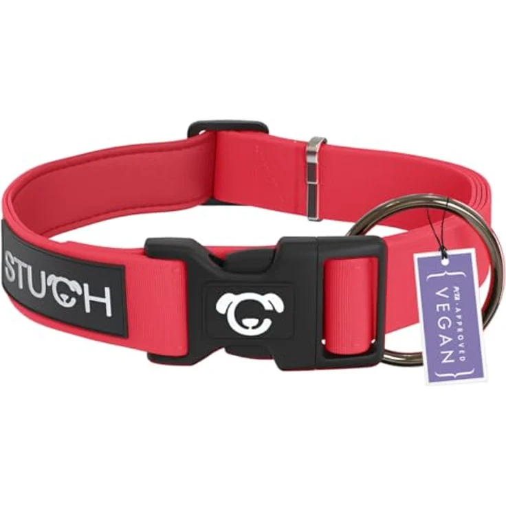 STUCH Hundehalsband - verstellbares und gepolstertes Nylon Hunde Halsband - Für kleine, mittlere und große Hunde, Farbe:Rot, Größe:S (1,5cm x 28-45cm) – Bild 1
