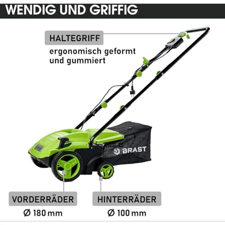 BRAST Vertikutierer Elektro Rasenlüfter 1500 Watt 32cm Arbeitsbreite Kombi Gerät Moosentferner – Bild 6