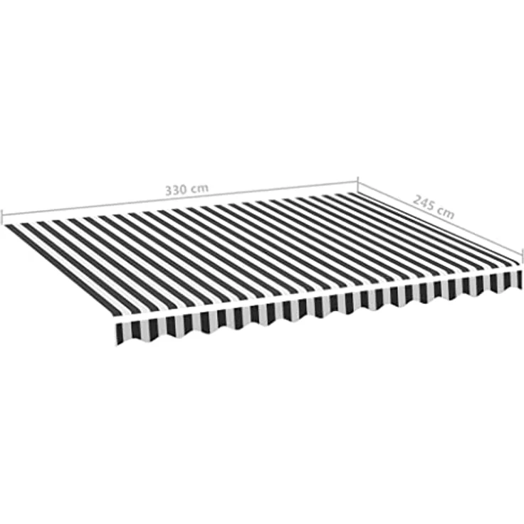DELUKE® Markisenbespannung Markisenstoff Wasserabweisend Reißfest | Anthrazit-Weiß, 350x250cm Rahmen inkl. Volant Markisentuch UV-Schutz, Markisenzubehör – Bild 2