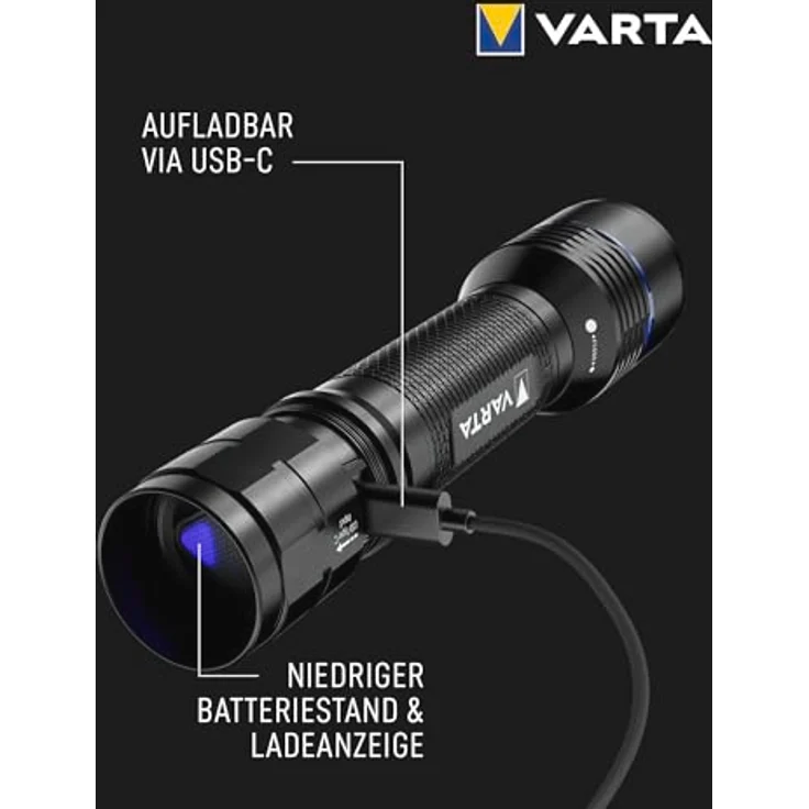 VARTA Night Cutter Pro F20R Tactical, wiederaufladbare Taschenlampe mit 1000 Lumen, Glasbruchfunktion, wasserdicht IP67, Luftfahrtaluminium, inkl. Gürtelholster und Schlüsselband – Bild 5