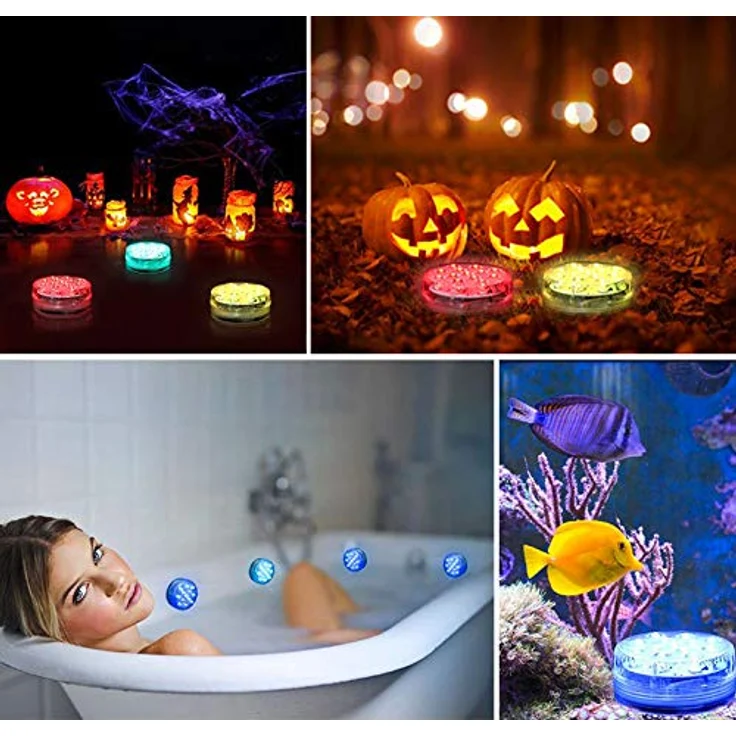 PRECORN LED Unterwasserlicht 2er Set mit Fernbedienung, 13 farbwechselnde LEDs, IP68 wasserdicht für Pool, Whirlpool und Teichbeleuchtung – Bild 2