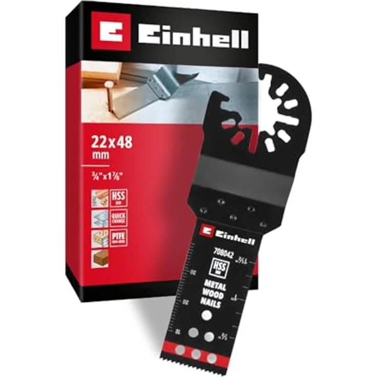 Einhell Bi-Metall Tauchsägeblatt, 22 mm Breite, 48 mm Eintauchtiefe, PTFE-Finishing, Schnellwechselfunktion, Metallverzahnung für präzise Schnitte – Bild 1