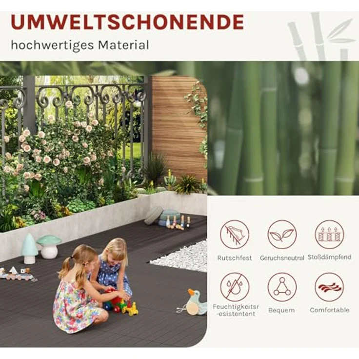 12er-Set WPC Terrassenfliese mit Klicksystem coffee – Bild 4