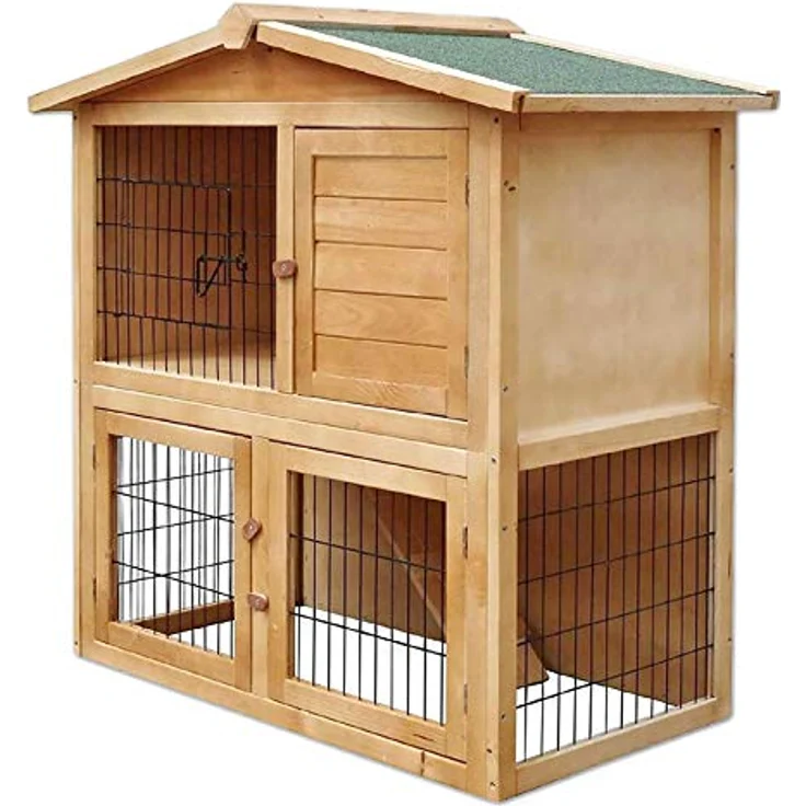 lionto Kaninchenstall aus Holz Kleintierhaus Nagerhaus Kleintierstall 98x54x100 cm – Bild 5