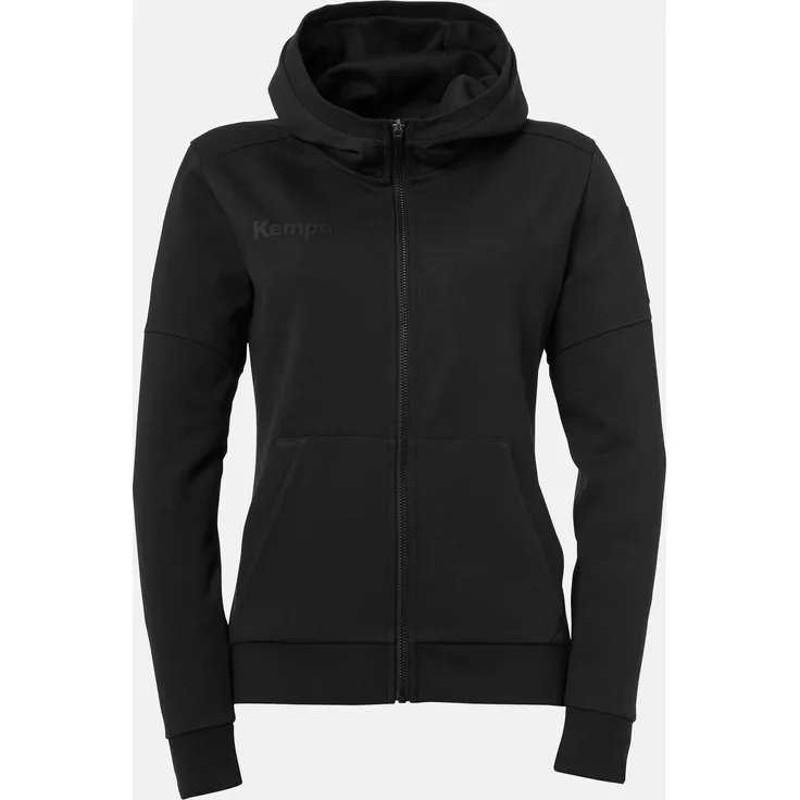 Kempa Kapuzenjacke STATUS WOMEN Women 2003634_01 schwarz XL, Kapuze mit Rippe, vorverlegte Schulternähte, Silikon-Druck, taillierter Frauenschnitt