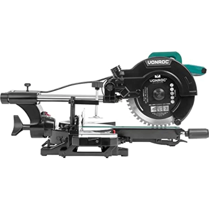 VONROC Profi Kapp- und Gehrungssäge 2200W - 254mm mit Laser, Multimaterial - Elektrische Säge für Metall, Holz, Stahl – Bild 4