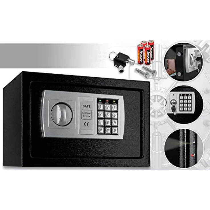 KESSER Tresor Safe Elektronik-Zahlenschloss 31x20x20cm LED-Anzeige Stahlbolzen Schwarz – Bild 6