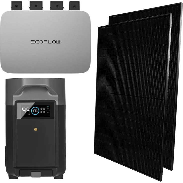 EcoFlow Balkonkraftwerk 800W Komplettset PowerStream mit DELTA Pro Extra Battery