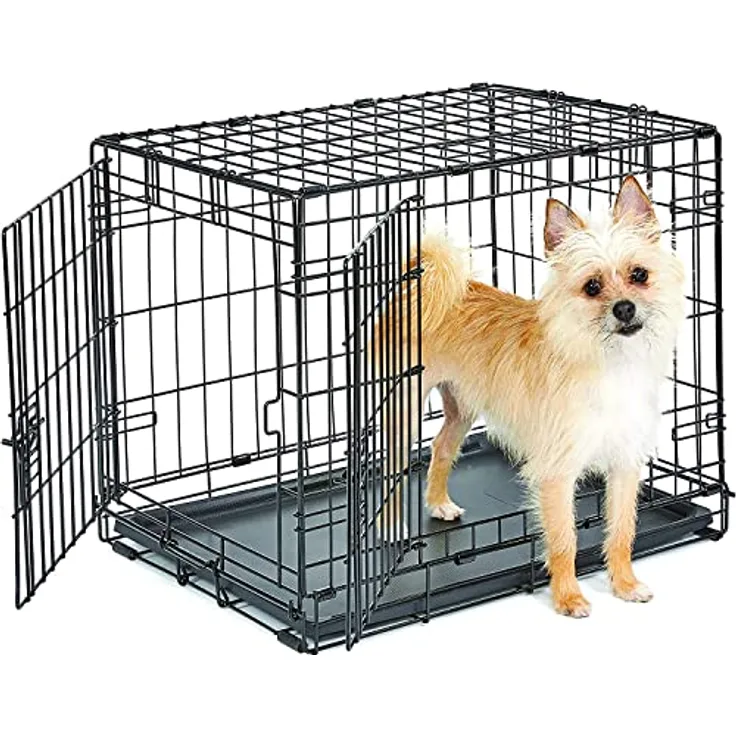 Midwest Homes for Pets Hundekäfig, Einzel- und Doppeltür, inkl. auslaufsicherer Pfanne, bodenschonenden Füßen und neuen patentierten Funktionen