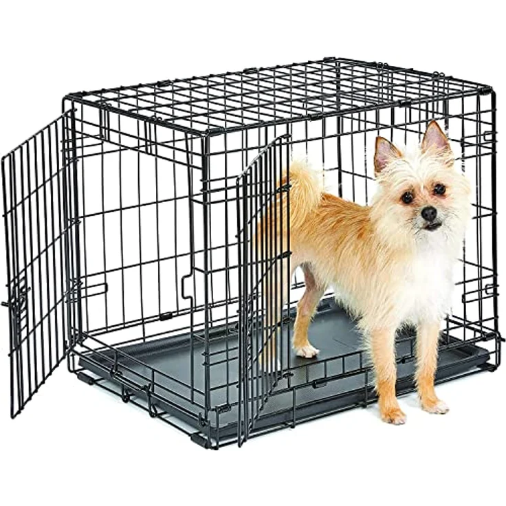 Midwest Homes for Pets Hundekäfig, Einzel- und Doppeltür, inkl. auslaufsicherer Pfanne, bodenschonenden Füßen und neuen patentierten Funktionen – Bild 1