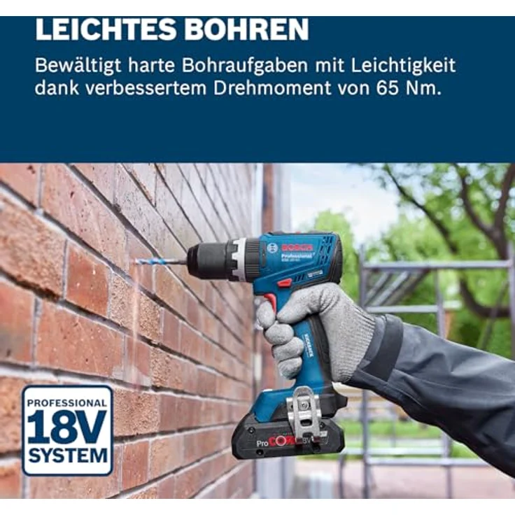 Bosch Schlagschrauber GSB 18V-65 2xPC4.0Ah L-Case 82AC, Akkuschrauber mit verbessertem Drehmoment von 65 Nm und Doppel-Arbeitslicht, blau – Bild 2