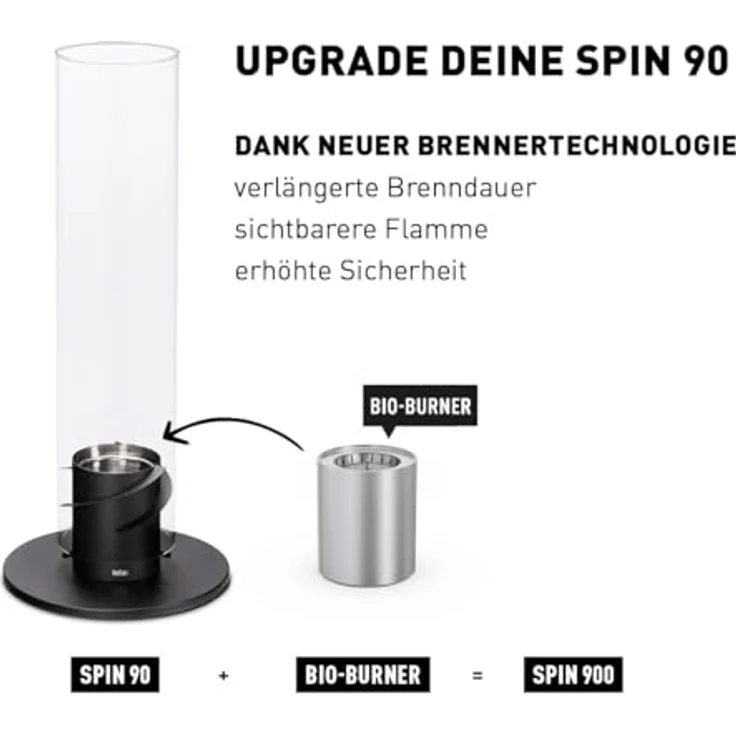 höfats - Bio-Burner Spin 900 inklusive Eco-Ring - ersetzt Gelbrennstoffdose von Spin 90 - ermöglicht Gebrauch von höfats flüssig Bioethanol - längere Brenndauer und hellere Flamme – Bild 2