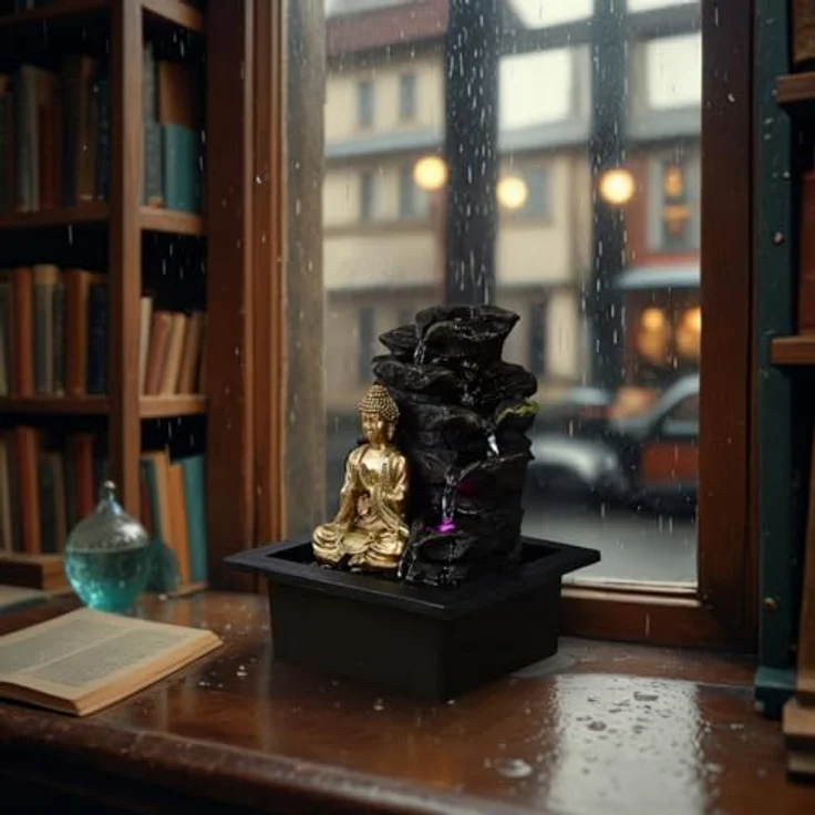 Zen'Light Shira Zimmerbrunnen mit Pumpe und LED-Beleuchtung, Kunstharz, Einheitsgröße – Bild 8