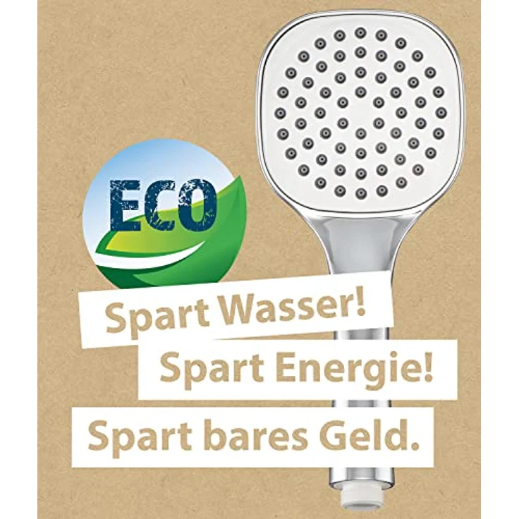 'aquaSu® Otare wassersparender Duschkopf 6 l/min mit 70 Düsen in Chrom, eckig – Bild 2